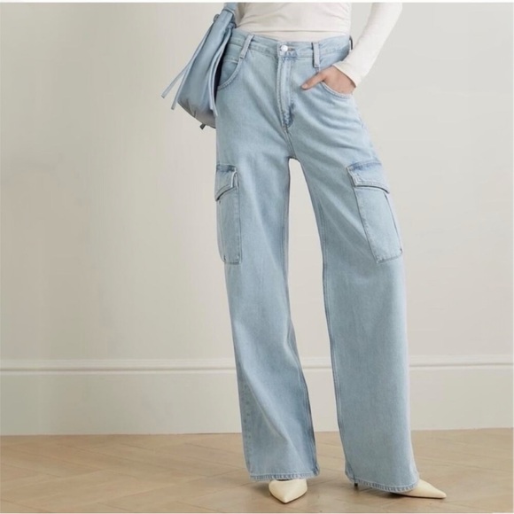 Agolde Denim - AGOLDE Minka Cargo Wide Leg Jeans Realm Light Wash Denim size 27 High Rise